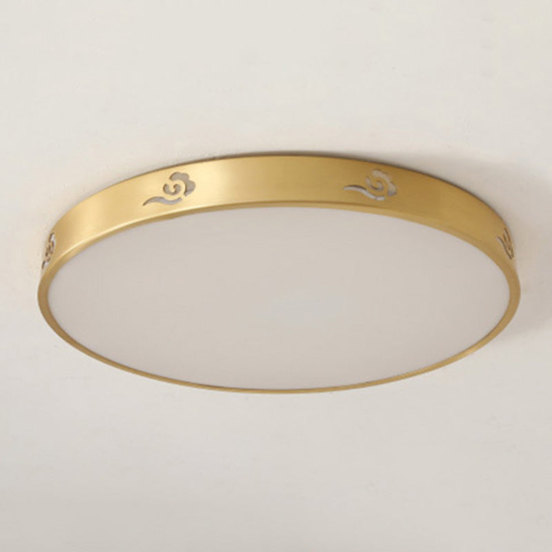 Modern Acrylic Flush Ceiling Light Fixture Round 1-Light LED Flush Mount Lamp in Gold