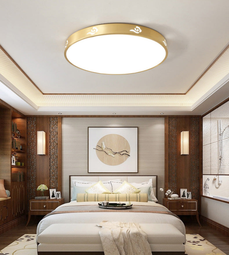 Modern Acrylic Flush Ceiling Light Fixture Round 1-Light LED Flush Mount Lamp in Gold