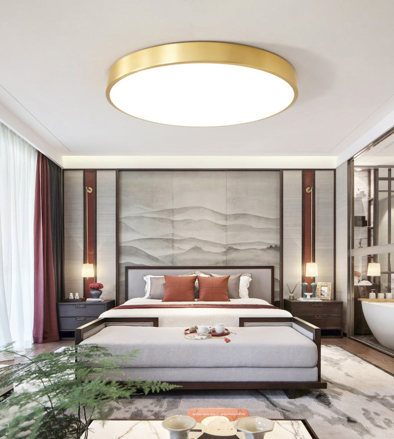 Modern Acrylic Flush Ceiling Light Fixture Round 1-Light LED Flush Mount Lamp in Gold