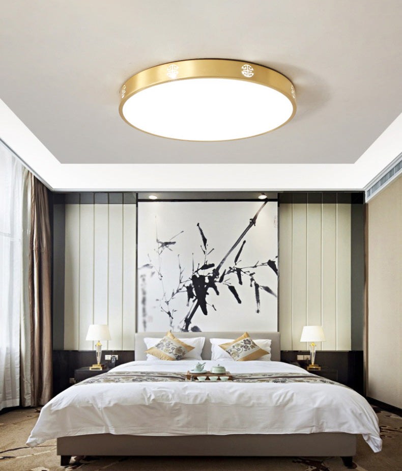 Modern Acrylic Flush Ceiling Light Fixture Round 1-Light LED Flush Mount Lamp in Gold