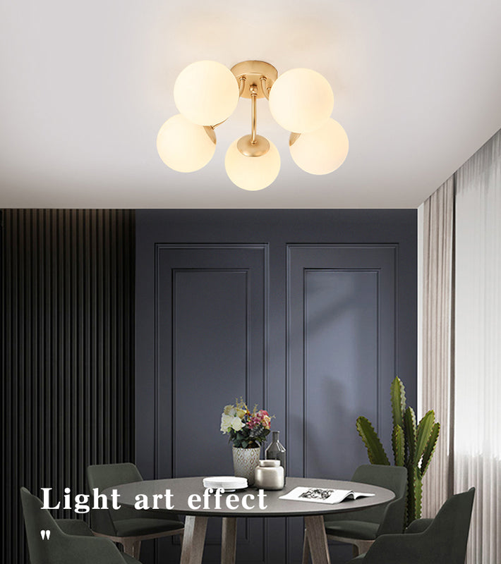 Nordic Modern Minimalist Glass Flush Mount Lamp with Glass Shade for Living Room
