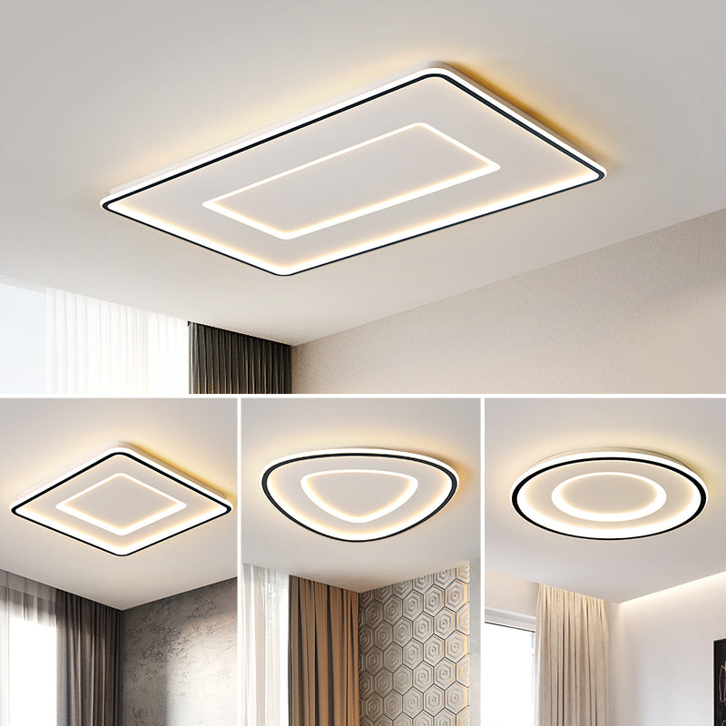 Luminaire de plafond encastré carré contemporain en métal pour chambre à coucher