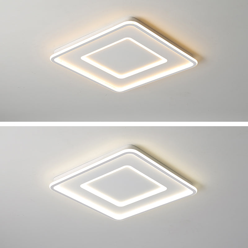 Luminaire de plafond encastré carré contemporain en métal pour chambre à coucher
