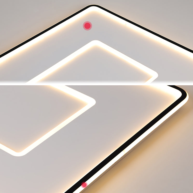 Luminaire de plafond encastré carré contemporain en métal pour chambre à coucher