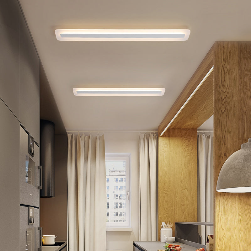 Linear LED Flush Mount Light Fixture with Acrylic Shade for Hallway Porch