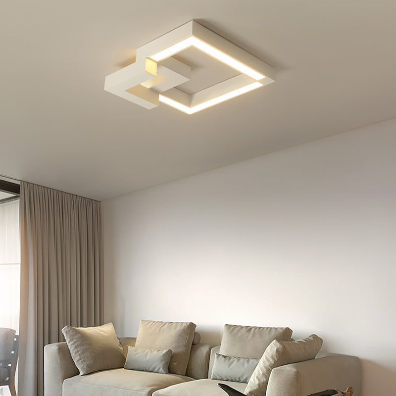 Luminaire de plafond encastré carré contemporain en métal pour salon