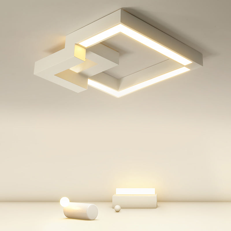 Luminaire de plafond encastré carré contemporain en métal pour salon