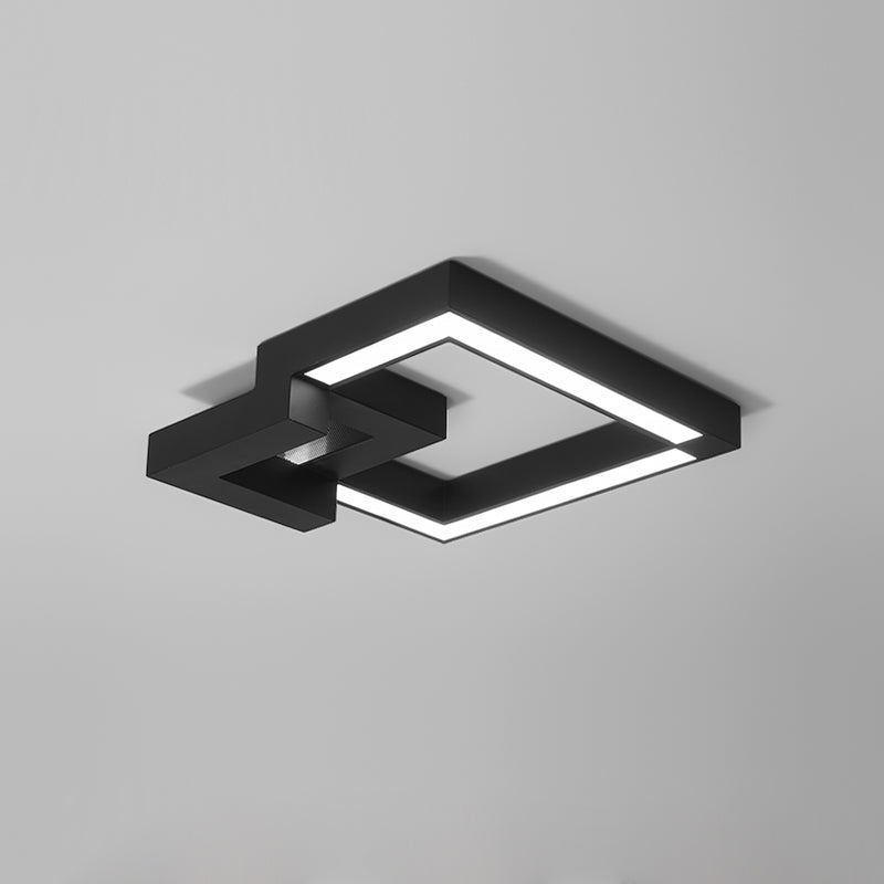 Luminaire de plafond encastré carré contemporain en métal pour salon