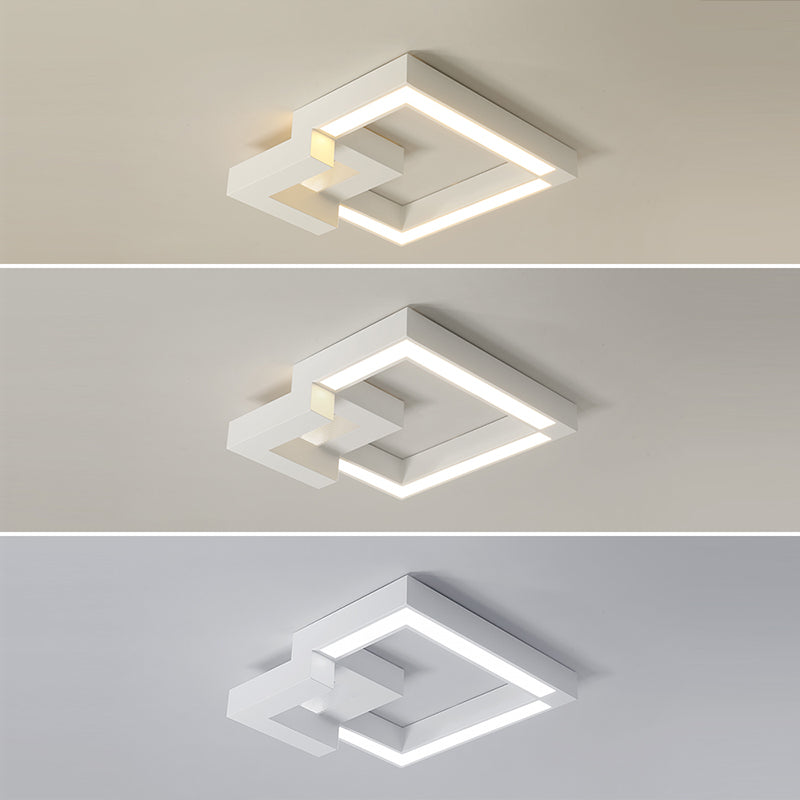 Luminaire de plafond encastré carré contemporain en métal pour salon