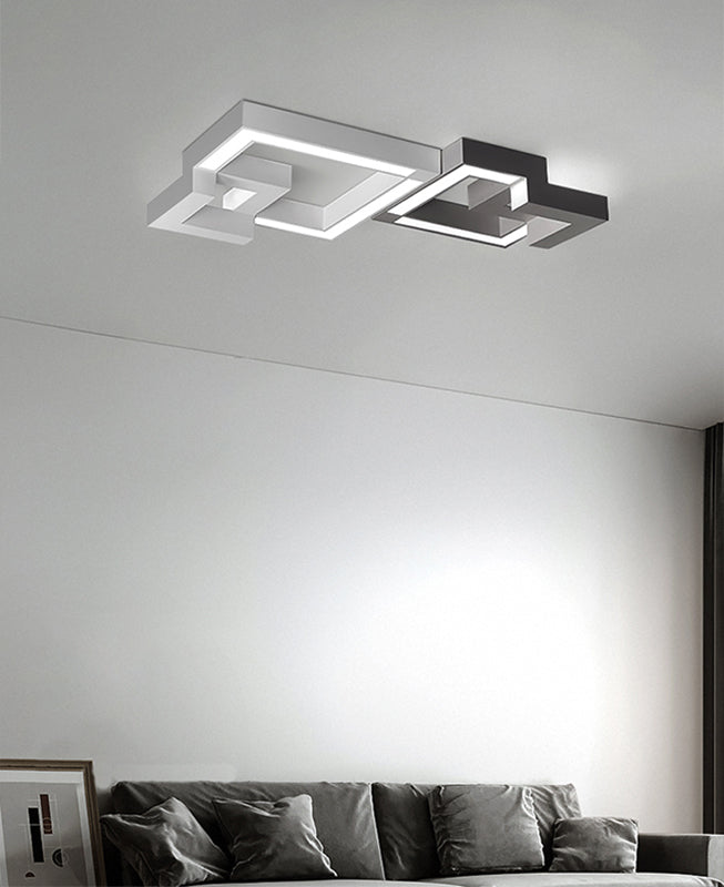 Luminaire de plafond encastré carré contemporain en métal pour salon