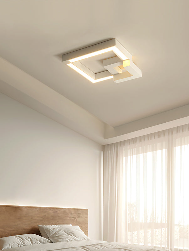 Luminaire de plafond encastré carré contemporain en métal pour salon