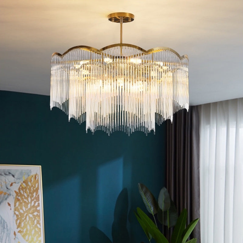 Lampada il lampadario postmoderno con lampada a sospensione a forma di vetro trasparente per soggiorno