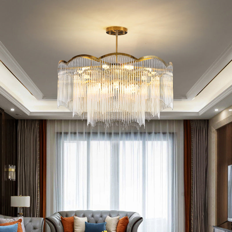 Postmodern Chandelier Lighting with Clear Glass Shape Pendant Lamp for Living Room