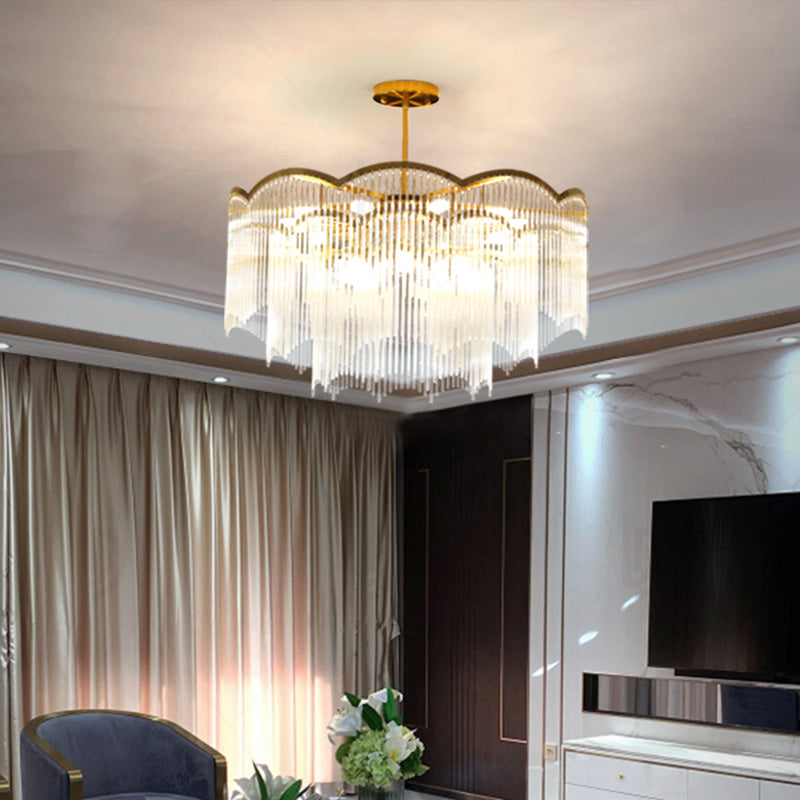 Postmodern Chandelier Lighting with Clear Glass Shape Pendant Lamp for Living Room