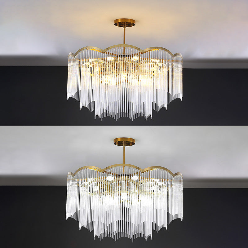 Postmodern Chandelier Lighting with Clear Glass Shape Pendant Lamp for Living Room