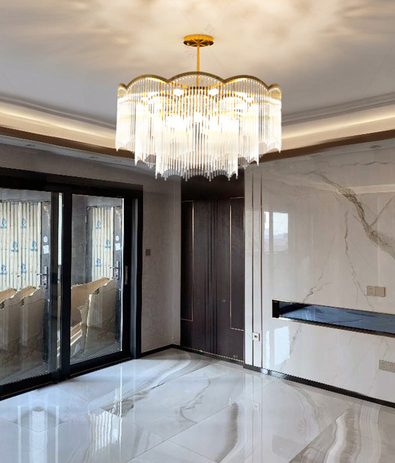 Postmodern Chandelier Lighting with Clear Glass Shape Pendant Lamp for Living Room