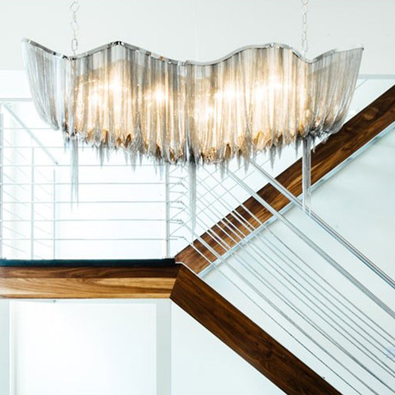 Large Metal Chandelier Postmodern Chandelier Pendant Light in Gold for Hotel Lobby