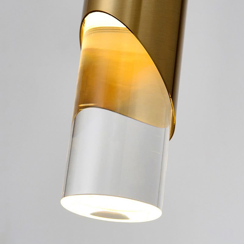Modern Tube Shape Pendant Gold Metal Multiple Hanging Ceiling Light for Spiral Stair