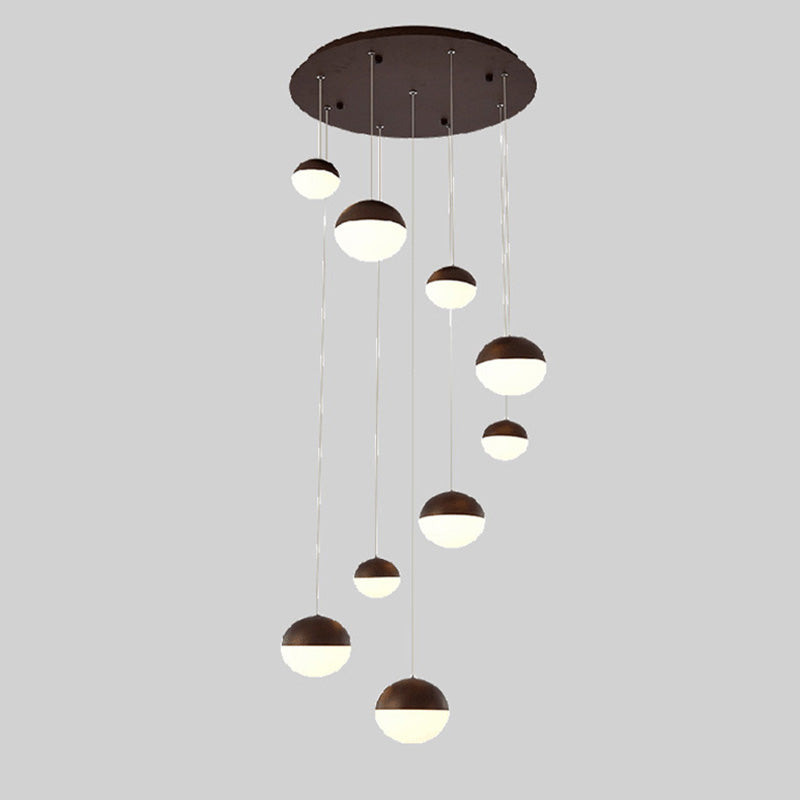 Modern Ball Shape Pendant Glass Multiple Hanging Ceiling Light for Spiral Stair