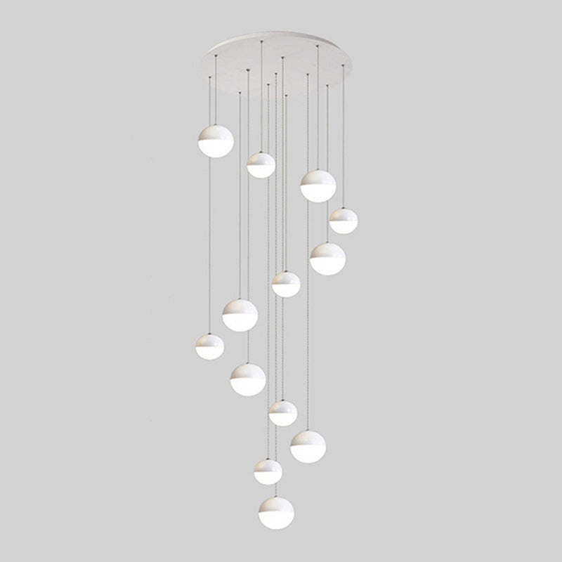 Modern Ball Shape Pendant Glass Multiple Hanging Ceiling Light for Spiral Stair