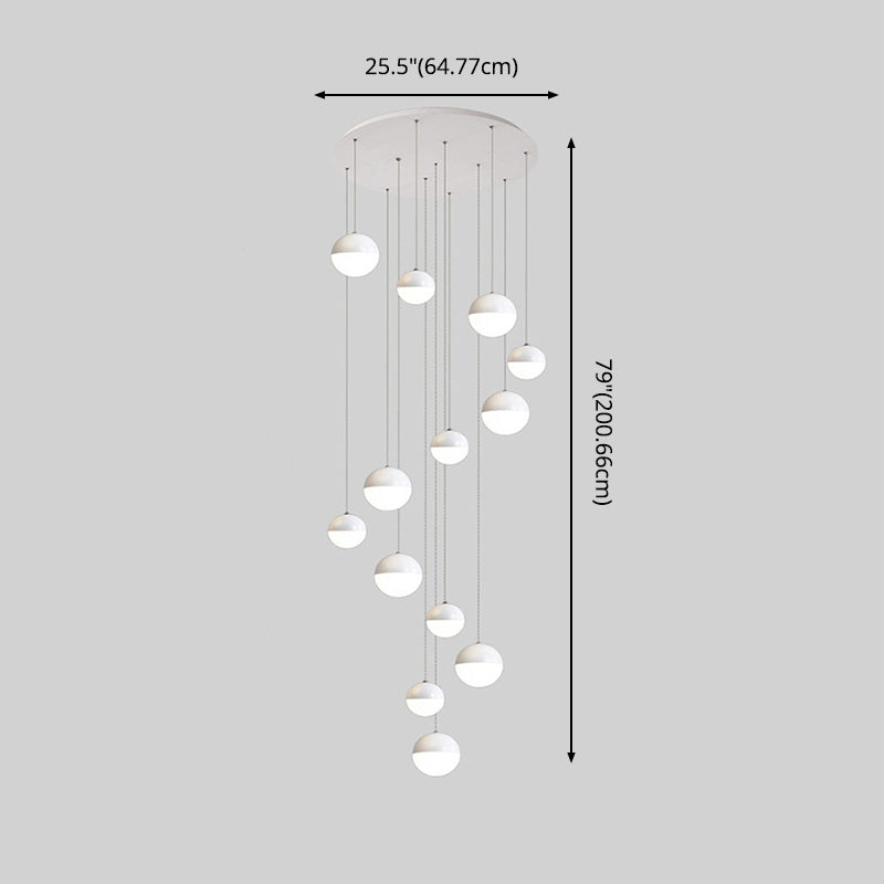Modern Ball Shape Pendant Glass Multiple Hanging Ceiling Light for Spiral Stair