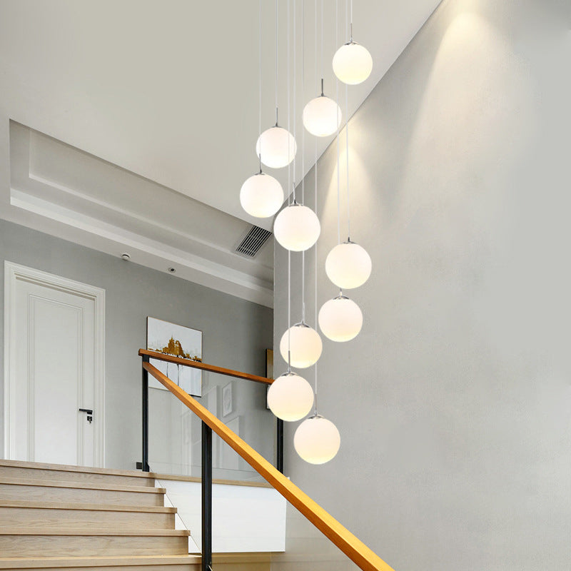 Spiral Stairs 10 Blub Pendant Light Fixture Clear Glass Sphere Nordic Style Multiple Hanging Light