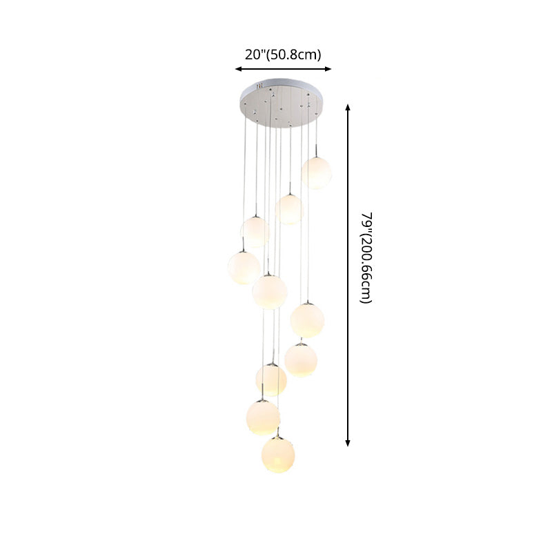 Spiral Stairs 10 Blub Pendant Light Fixture Clear Glass Sphere Nordic Style Multiple Hanging Light