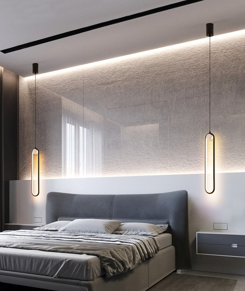 Contemporary One-Light Black Metal Oval Pendant Lighting for Dinning Room Cafe