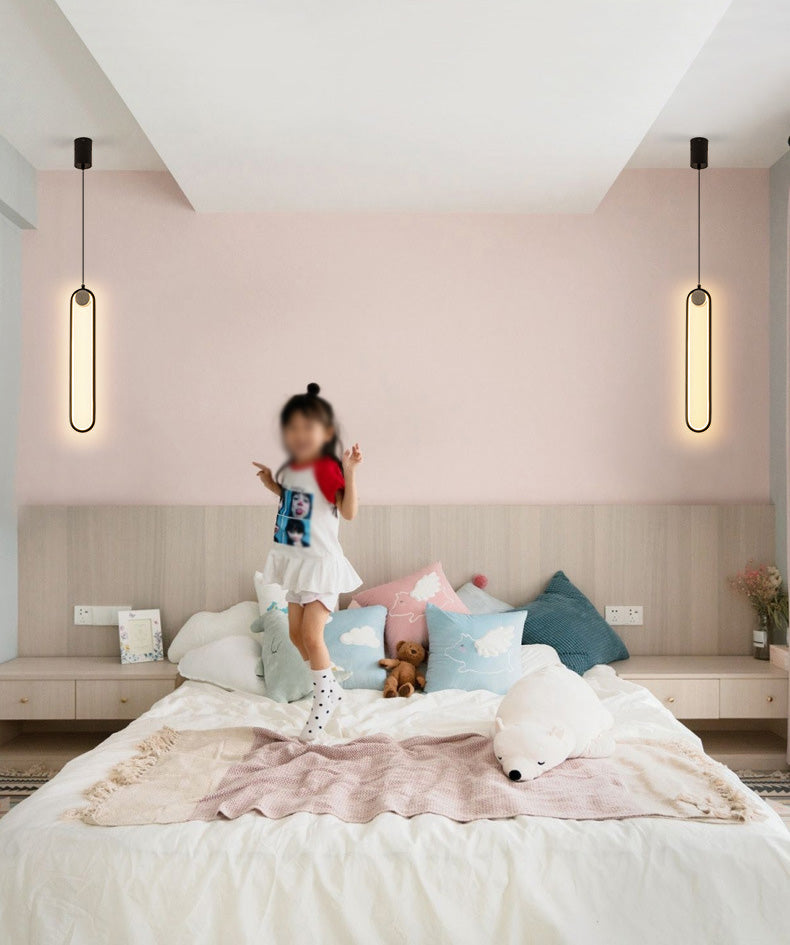 Contemporary One-Light Black Metal Oval Pendant Lighting for Dinning Room Cafe