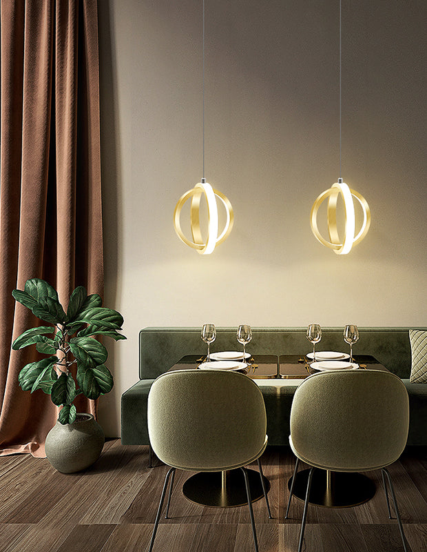 Metal Circles Hanging Pendant Light Minimalist Style LED Suspension Pendant Light