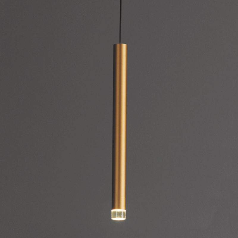 Gold Tube Hanging Pendant Light Minimalist-Style LED Metal Ceiling Pendant Light