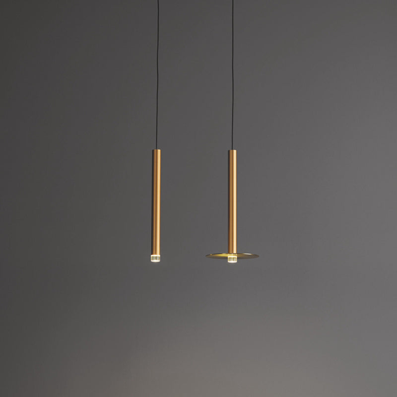 Gold Tube Hanging Pendant Light Minimalist-Style LED Metal Ceiling Pendant Light