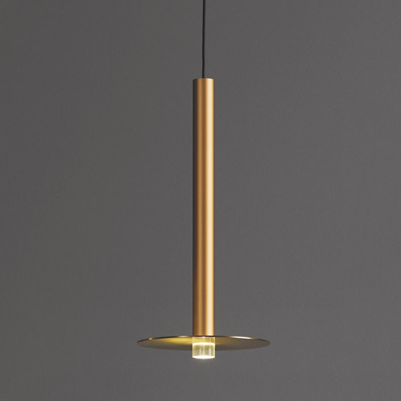 Gold Tube Hanging Pendant Light Minimalist-Style LED Metal Ceiling Pendant Light