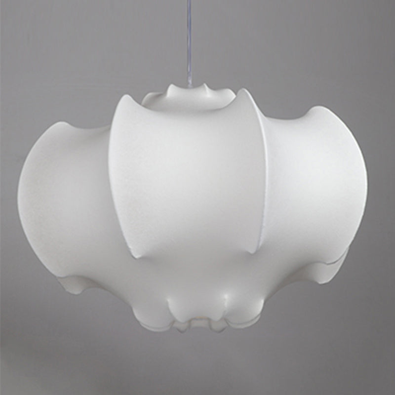 Shaded Fabric Suspended Lighting Fixture Modern-Style White Ceiling Hung Fixture
