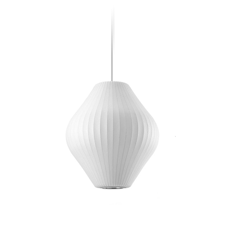 Shaded Living Room Hanging Pendant Light Fabric Modern Down Lighting Pendant in White