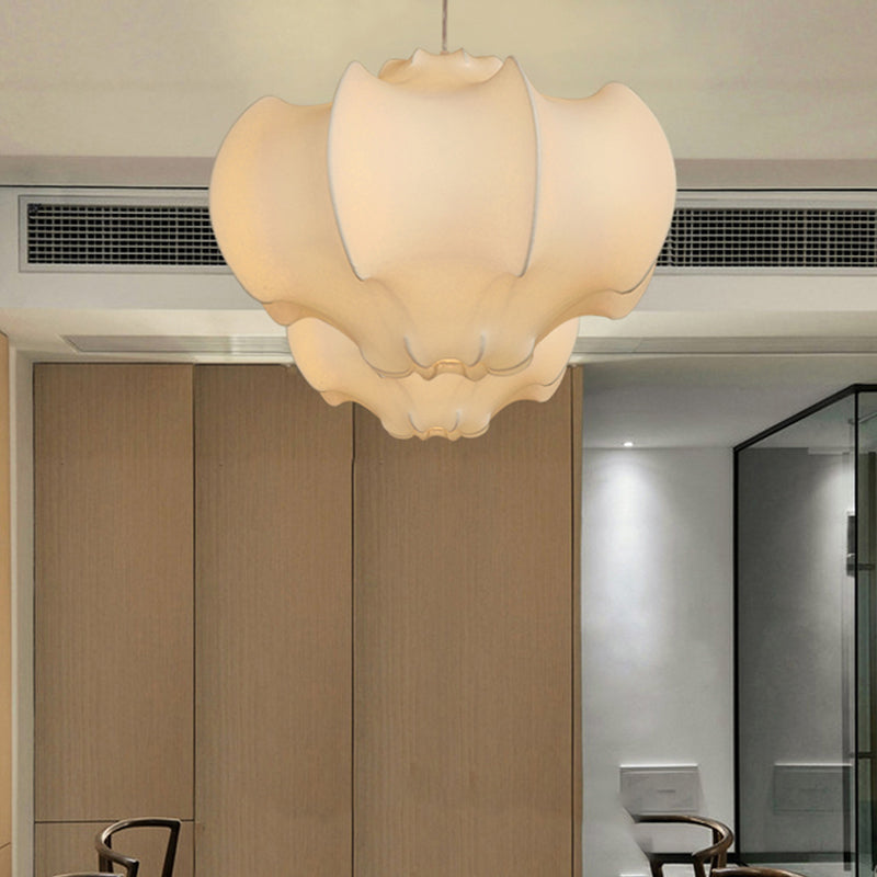 Shaded Suspended Lighting Fixture Nordic Style Fabric White Pendant Light Fixture