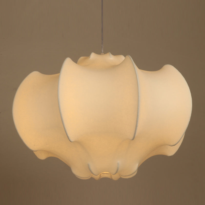 Shaded Suspended Lighting Fixture Nordic Style Fabric White Pendant Light Fixture
