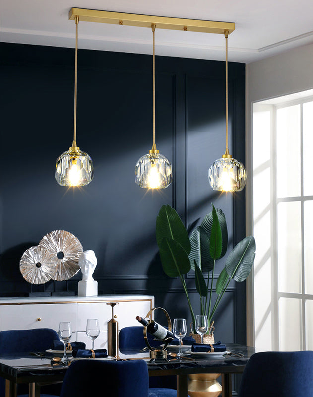 Round Down Lighting Pendant Modern Style Crystal Coppery Suspension Pendant Light