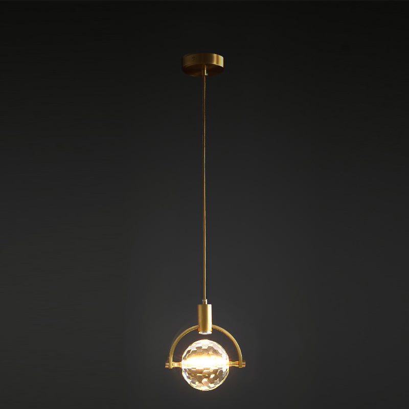 Global Hanging Pendant Light Nordic Crystal Bedroom Down Lighting Pendant in Gold