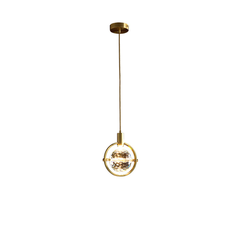 Global Hanging Pendant Light Nordic Crystal Bedroom Down Lighting Pendant in Gold