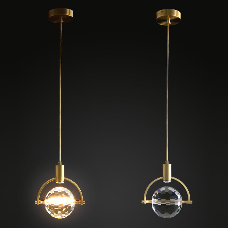 Global Hanging Pendant Light Nordic Crystal Bedroom Down Lighting Pendant in Gold