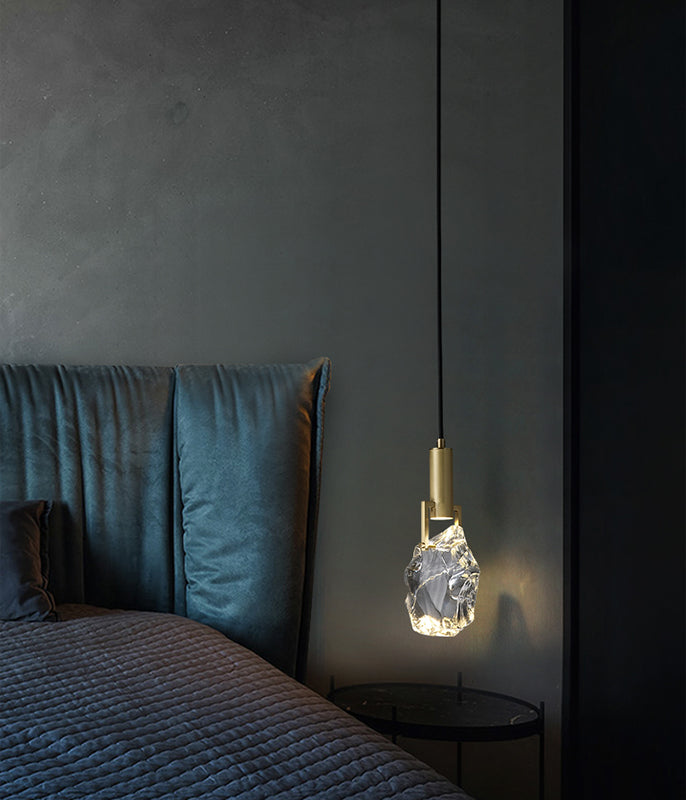 Shaded Bedroom Ceiling Hung Fixture Crystal Minimalist Style Ceiling Pendant Light