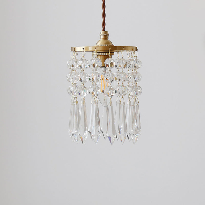 Clear Cylinder Suspension Pendant Light Modern Style Crystal Ceiling Suspension Lamp
