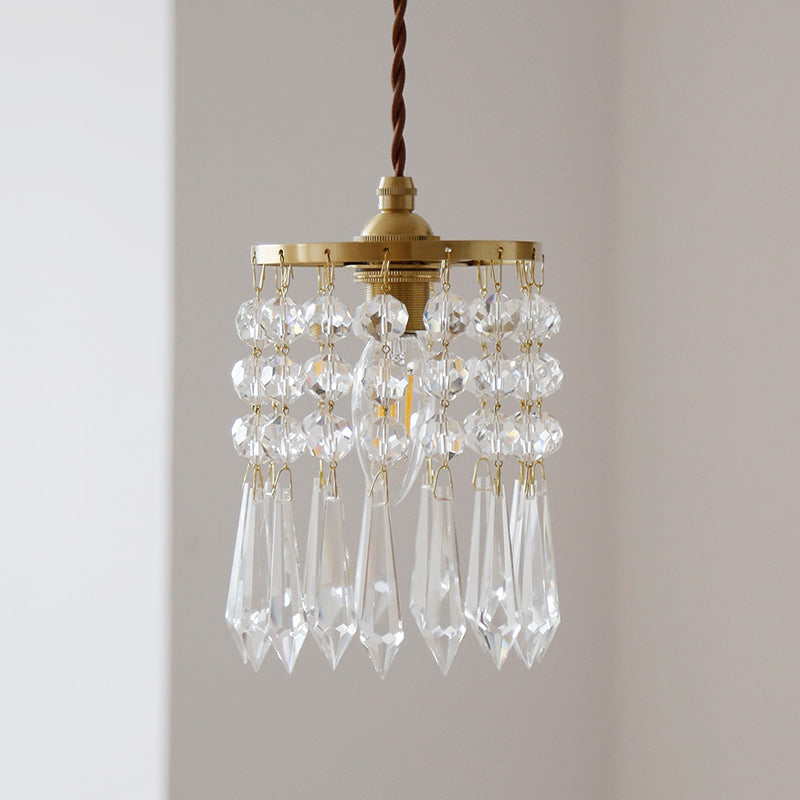 Clear Cylinder Suspension Pendant Light Modern Style Crystal Ceiling Suspension Lamp
