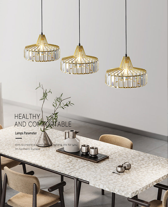 Crystal Drum Pendant Ceiling Light Simplicity Hanging Ceiling Light for Dinning Room