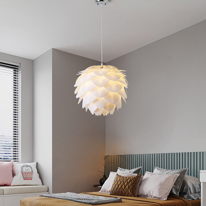 Acrylic Global Pendant Lighting Fixture Modern Style White Hanging Ceiling Light