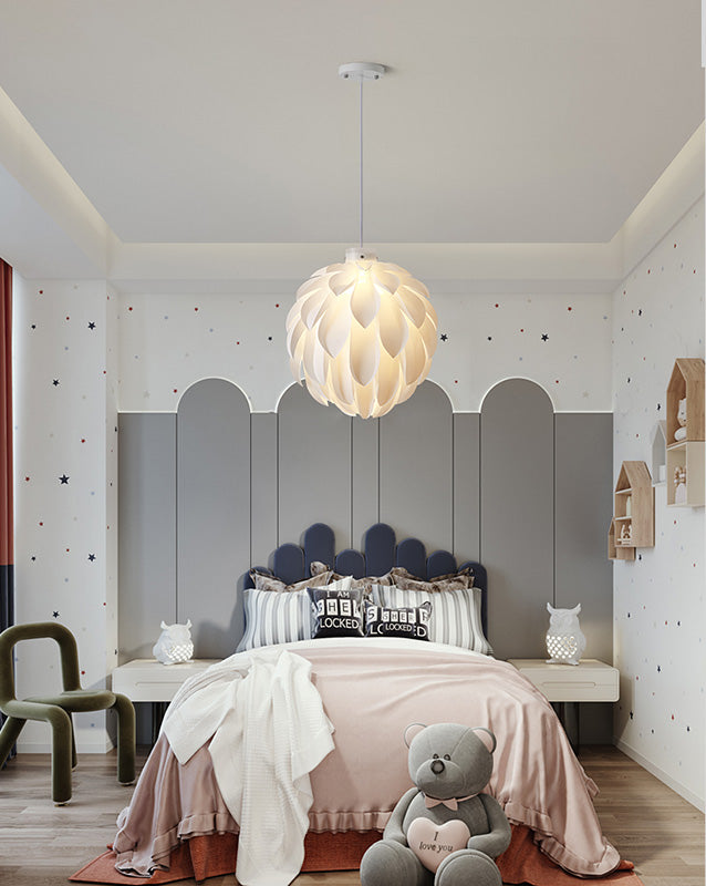 Acrylic Global Pendant Lighting Fixture Modern Style White Hanging Ceiling Light