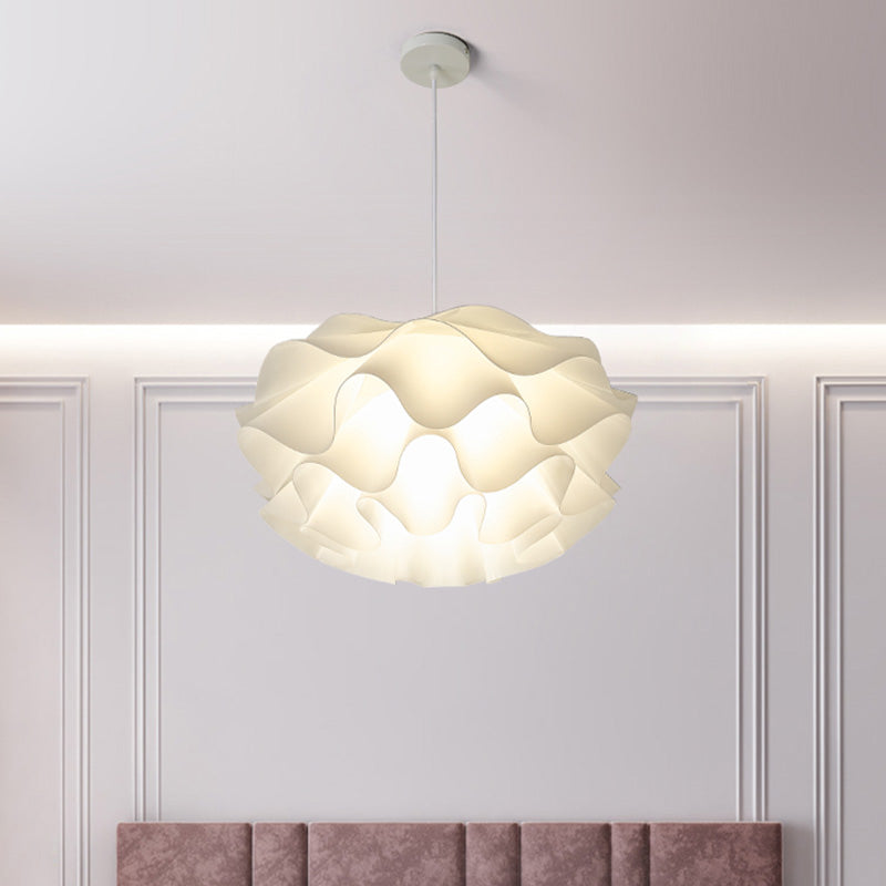 Simple Flower Pendant Light Fixture Acrylic Bedroom Pendant Ceiling Light in White