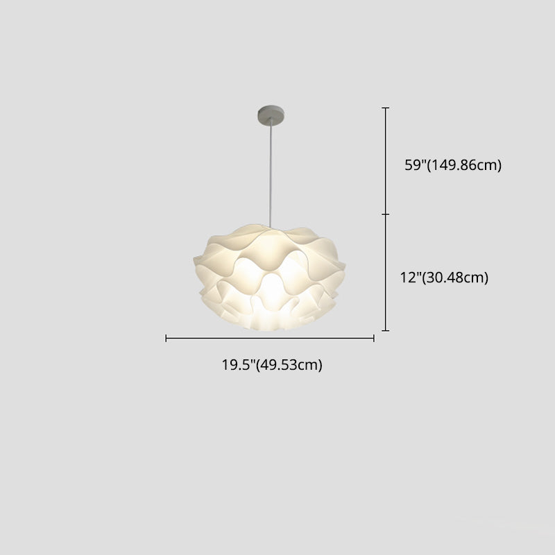 Simple Flower Pendant Light Fixture Acrylic Bedroom Pendant Ceiling Light in White