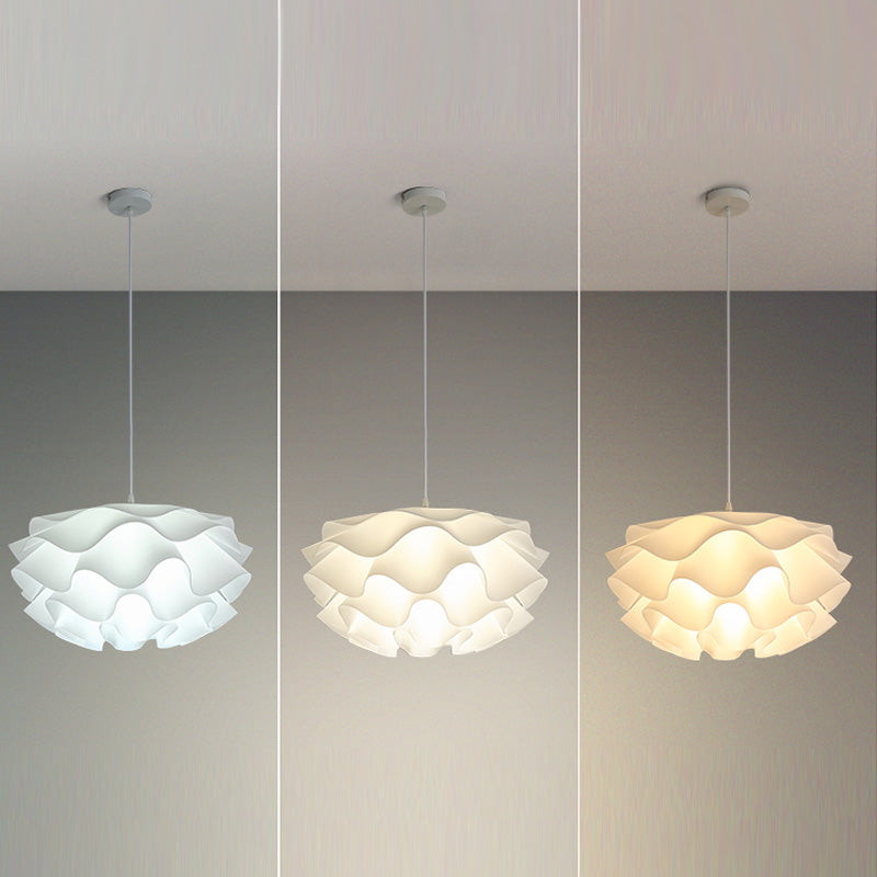Simple Flower Pendant Light Fixture Acrylic Bedroom Pendant Ceiling Light in White